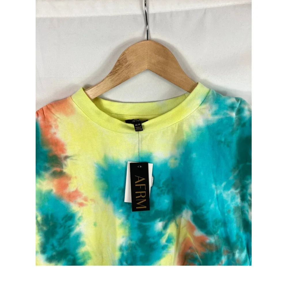NWT AFRM Jorja Top In Teal/yellow Tie Dye Size medium - Picture 3 of 5